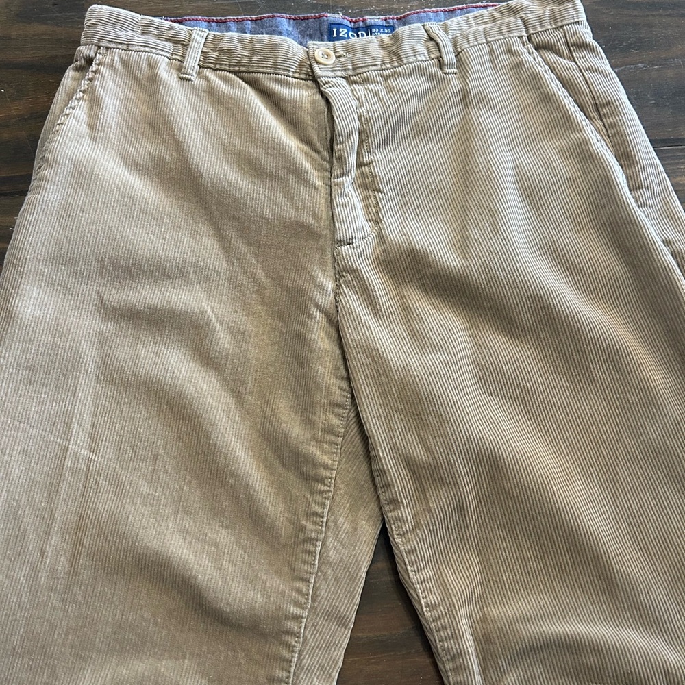 Izod Men's Beige Corduroy Trousers 33x32